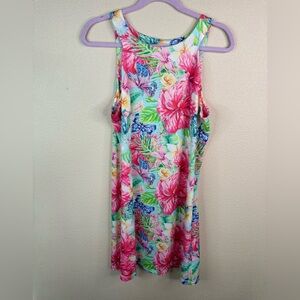 NWT JEAN PIERRE KLIFA -Paris Pink Scoop Neck Floral Butterfly Dress size M